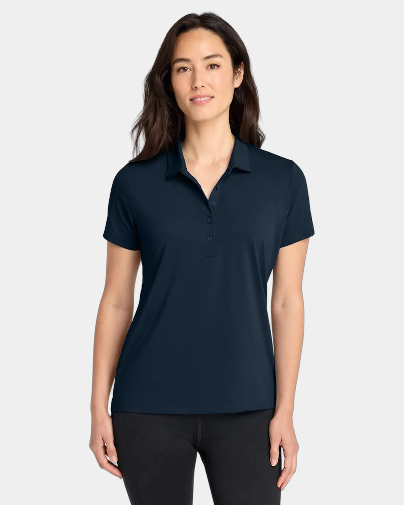 Custom women's recycled polo with UV protection - River Blue Navy